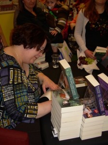 Signing her books at Waterstone's, Boston