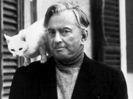 Gore Vidal, plus cat (name unknown)