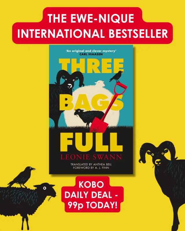 ✨Today only!✨

Don't miss out on Three Bags Full by @_leonieswann for only 99p on Kobo – ‘An original and clever mystery’ according to Carl Hiaasen.

Get your copy here via the link in our bio.

On a hillside near the quaint Irish village of Glennkill, the flock gathers around the dead body of their shepherd, George, who lies pinned to the ground with a spade. George cared deeply for the sheep, reading to them daily, and as a result they are far smarter than your average flock.

Led by Miss Maple, the sharpest sheep in Glennkill (and possibly the world), they set out to find George’s killer. With an assortment of woolly investigators on the case, there are furtive missions into the village and a collection of two-legged suspects to chew over.

Dazzingly original, Three Bags Full introduces a band of detectives who are a breed apart.