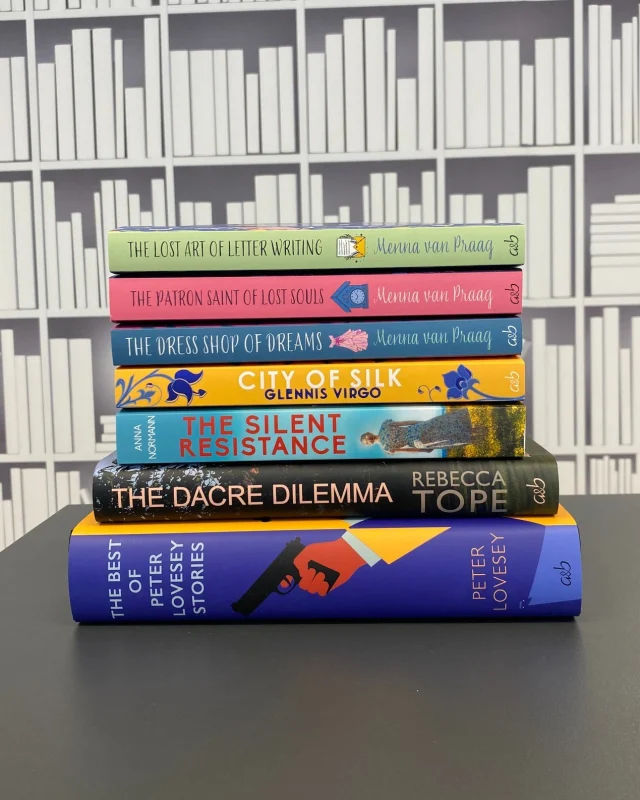 Happy publication day to our June titles and their authors, out now:

📘The Lost Art of Letter Writing by @menna.vanpraag 
📘The Patron Saint of Lost Souls by @menna.vanpraag 
📘The Dress Shops of Dreams by @menna.vanpraag 
📘City of Silk by @glennisvirgo 
📘The Silent Resistance by Anna Normann (@natalienormann)
📘The Best of Peter Lovesey Stories by Peter Lovesey

Visit our website via the link in our bio.
