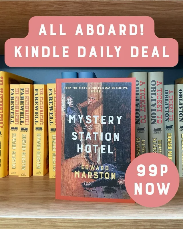 🚂Full steam ahead, 
Edward Marston’s Mystery at the Station Hotel is a Kindle Daily Deal today!

Get your copy of this complicated case for the Railway Detective from the link in our bio!

Shrewsbury, 1866. When staff at the Station Hotel try to rouse Julian Lockyer, they are horrified to discover his bloodied corpse, a knife still in his hand. Inspector Robert Colbeck, the Railway Detective, is called to investigate and soon begins to question whether it was really suicide.

Lockyer was on the verge of being named Chairman of the Great Western Railway, the pinnacle of his career – why would he end his life now? And why did he keep his trip secret from his family? Colbeck and Sergeant Leeming must dig deeper into Lockyer’s life and lies to find the answers and catch a killer.